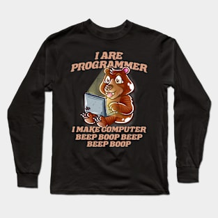 I Are Programmer Introvert Nerd Grizzly Bear IT Nerd Geek Long Sleeve T-Shirt